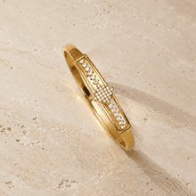 The Minimalist Horizon Bar Cuff — Gold Plated Bar Bangle by House of Zena, side angle