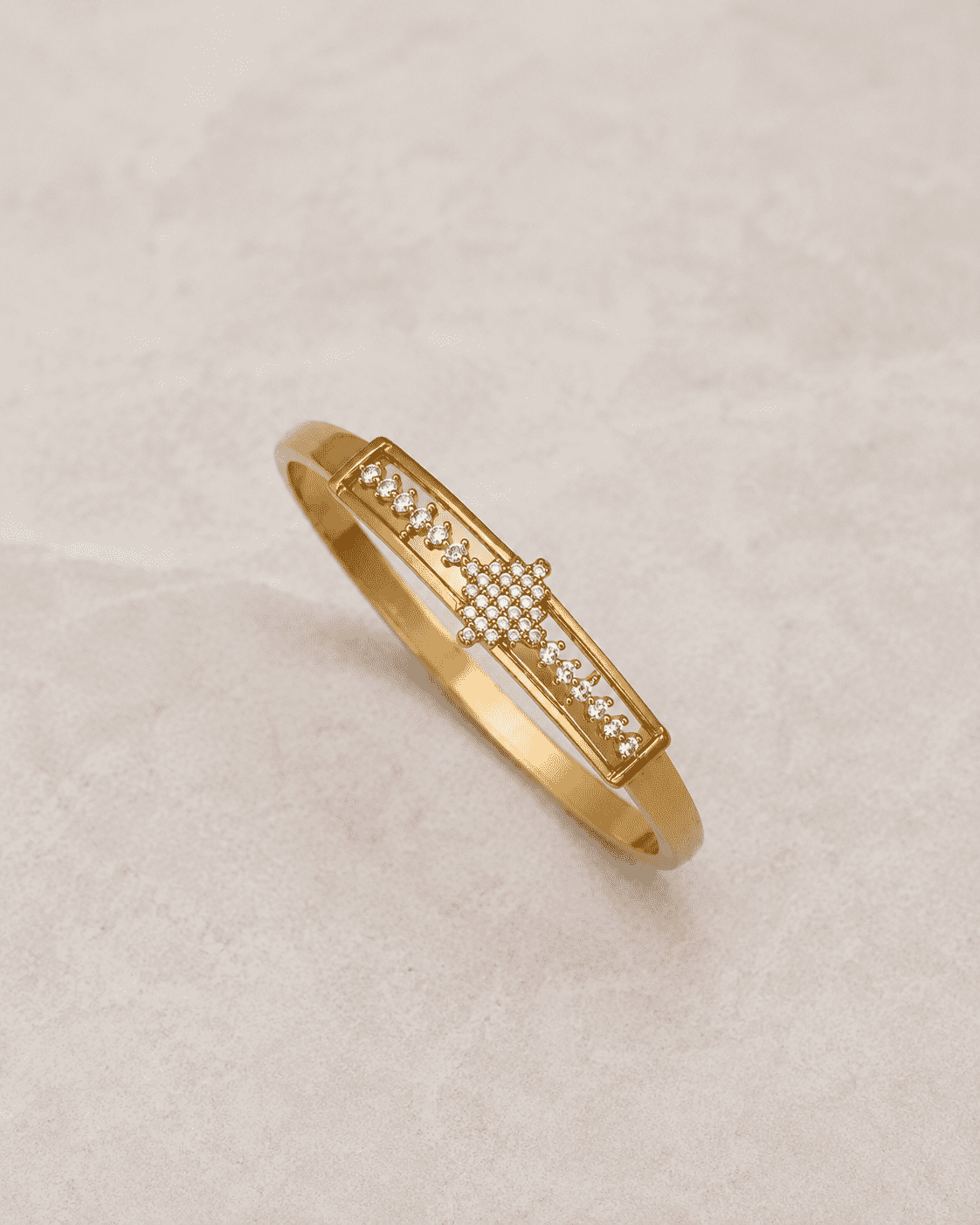 The Minimalist Horizon Bar Cuff — Gold Plated Bar Bangle by House of Zena, close-up detail