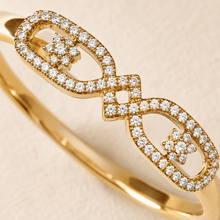The Lucky Four-Leaf Clover Bangle — Gold Plated Duo Clover Bangle by House of Zena, close-up detail