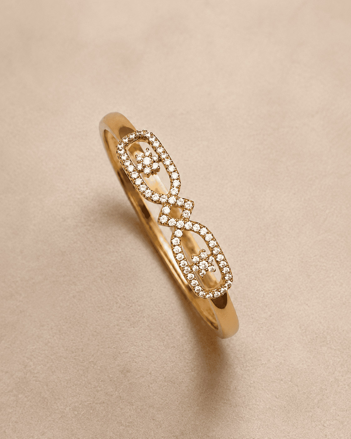 The Lucky Four-Leaf Clover Bangle — Gold Plated Duo Clover Bangle by House of Zena, side angle