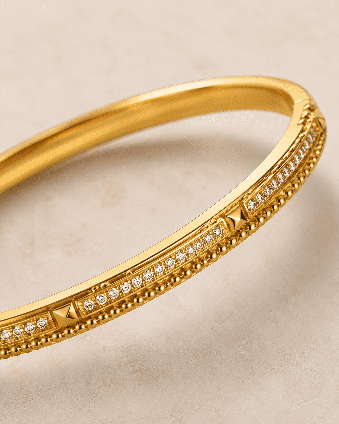 The Caviar Bead Bangle — Gold Plated Studline Bangle by House of Zena, close-up detail