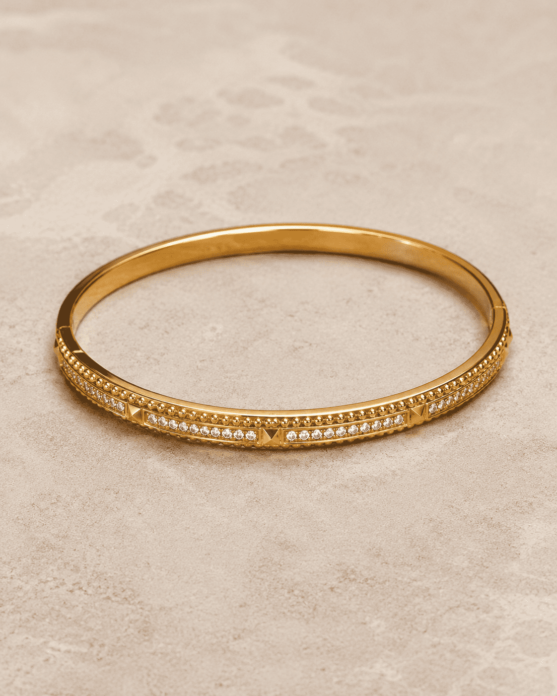 The Caviar Bead Bangle — Gold Plated Studline Bangle by House of Zena, side angle