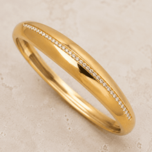 The Date Night Solitaire Bangle — Gold Plated Linea Bangle by House of Zena, close-up detail