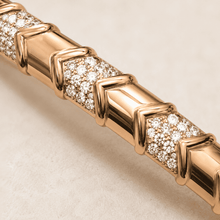 The Wishbone Chevron Bangle — Gold Plated Chevron Pavé Bangle by House of Zena, close-up detail