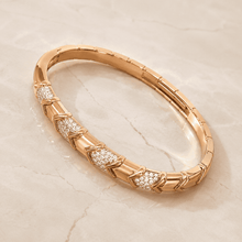 The Wishbone Chevron Bangle — Gold Plated Chevron Pavé Bangle by House of Zena, side angle