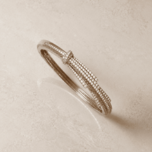 The Silk Ribbon Pavé Bangle — Gold Plated Ribbon Pavé Bangle by House of Zena, side angle