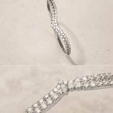 The Croissant Tennis Bangle — Silver-Tone Twist Tennis Bangle by House of Zena, close-up detail