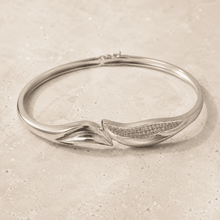 The Melted Butter Wave Bangle — Gold Plated Wave Bangle by House of Zena, worn on model