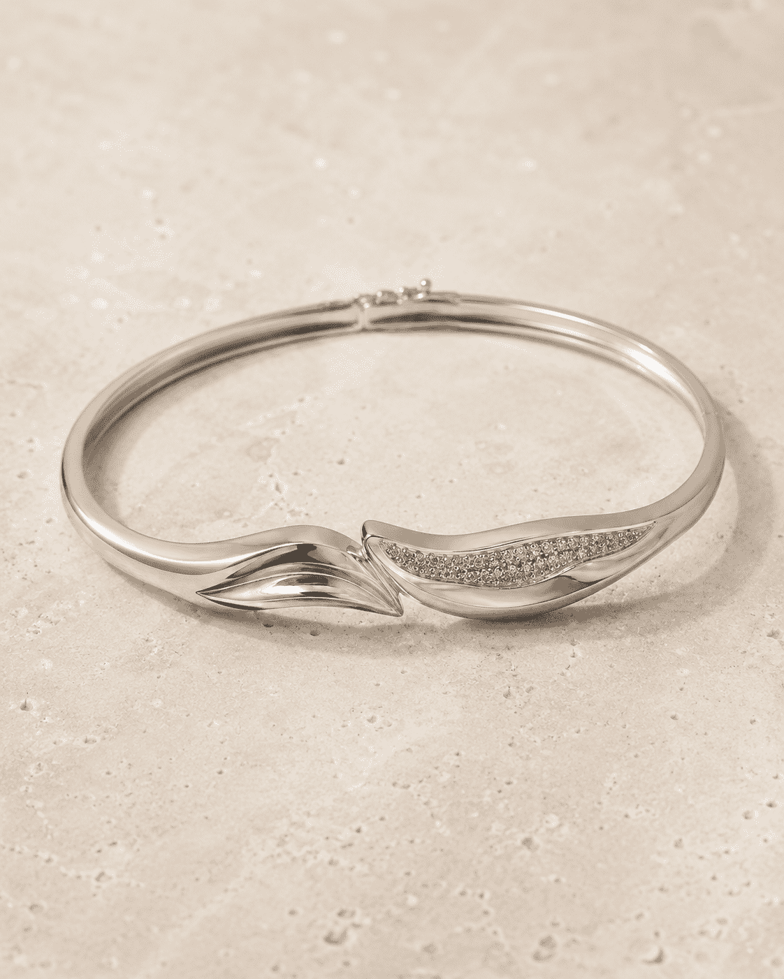 The Melted Butter Wave Bangle — Gold Plated Wave Bangle by House of Zena, worn on model
