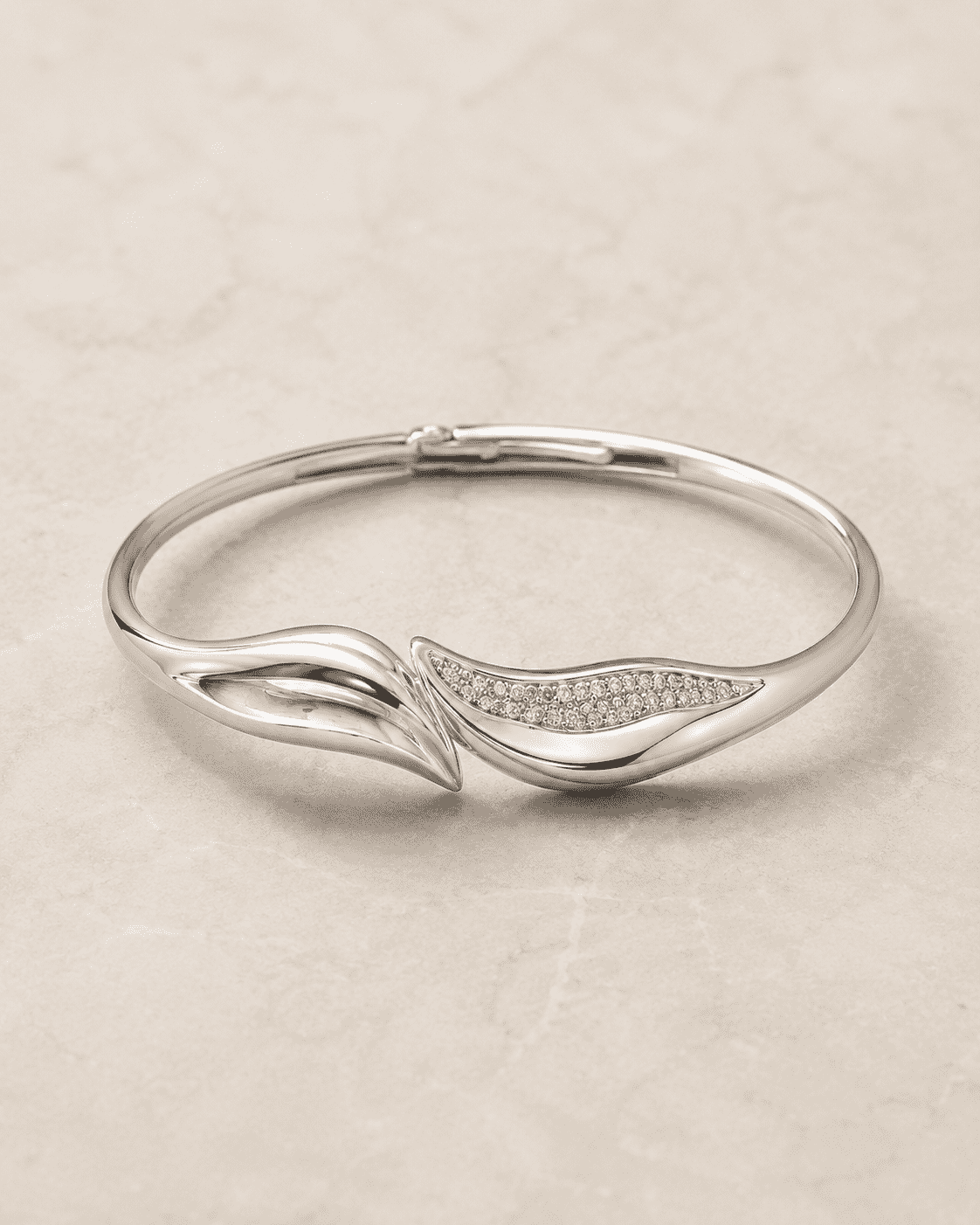 The Melted Butter Wave Bangle — Gold Plated Wave Bangle by House of Zena, side angle