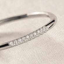 The Skinny Dip Stacking Bangle — Silver-Tone Slim Pavé Bangle by House of Zena, styled on model