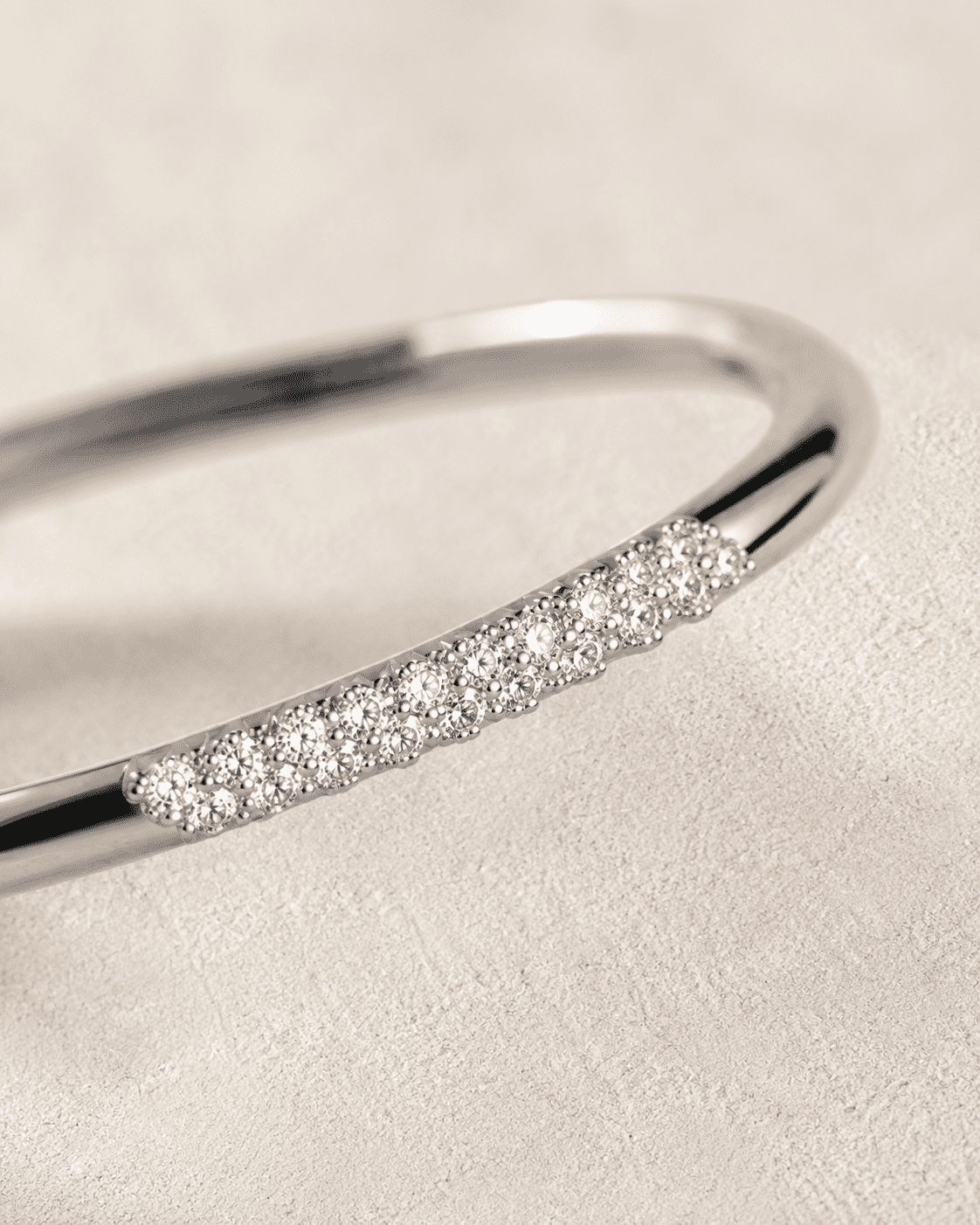 The Skinny Dip Stacking Bangle — Silver-Tone Slim Pavé Bangle by House of Zena, styled on model