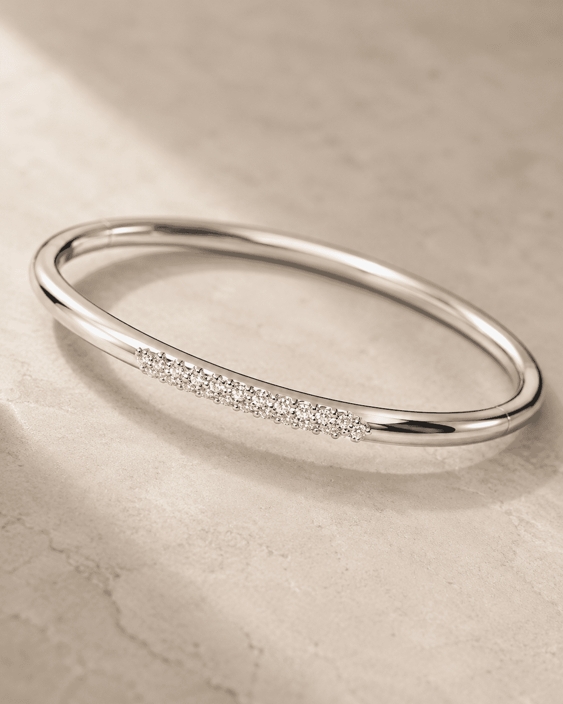 The Skinny Dip Stacking Bangle — Silver-Tone Slim Pavé Bangle by House of Zena, close-up detail