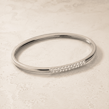 The Skinny Dip Stacking Bangle — Silver-Tone Slim Pavé Bangle by House of Zena, side angle