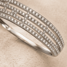 The Fast Track Triple Bangle — Gold Plated Linear Pavé Bangle by House of Zena, close-up detail