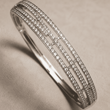 The Fast Track Triple Bangle — Gold Plated Linear Pavé Bangle by House of Zena, styled on model