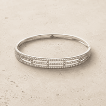 The Fast Track Triple Bangle — Gold Plated Linear Pavé Bangle by House of Zena, worn on model