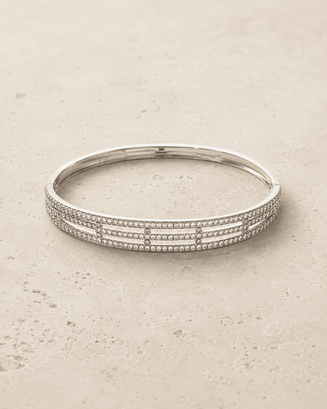 The Fast Track Triple Bangle — Gold Plated Linear Pavé Bangle by House of Zena, worn on model