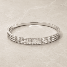 The Fast Track Triple Bangle — Gold Plated Linear Pavé Bangle by House of Zena, side angle