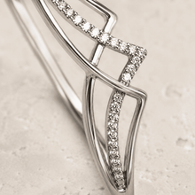 The Liquid Gold Contour Cuff — Silver-Tone Curve Bangle by House of Zena, styled on model