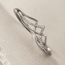 The Liquid Gold Contour Cuff — Silver-Tone Curve Bangle by House of Zena, close-up detail