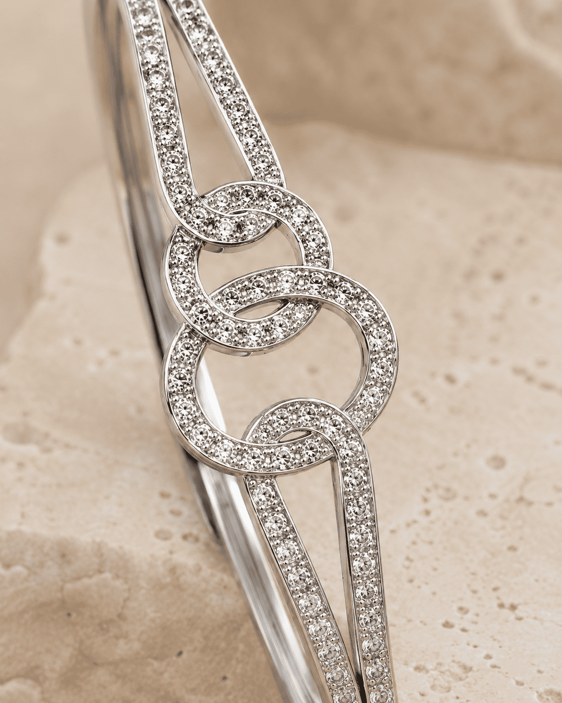 The Chain Reaction Pavé Bangle — Gold Plated Link Pavé Bangle by House of Zena, close-up detail