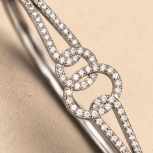 The Chain Reaction Pavé Bangle — Gold Plated Link Pavé Bangle by House of Zena, styled on model