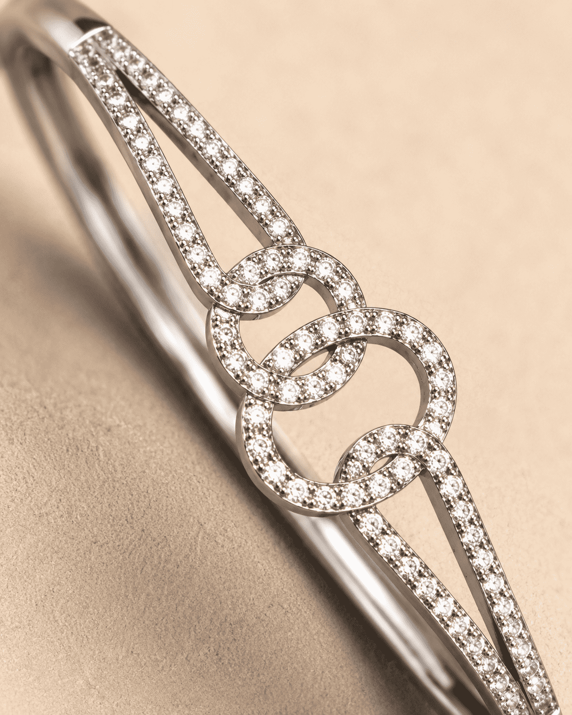 The Chain Reaction Pavé Bangle — Gold Plated Link Pavé Bangle by House of Zena, styled on model