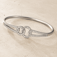 The Chain Reaction Pavé Bangle — Gold Plated Link Pavé Bangle by House of Zena, worn on model
