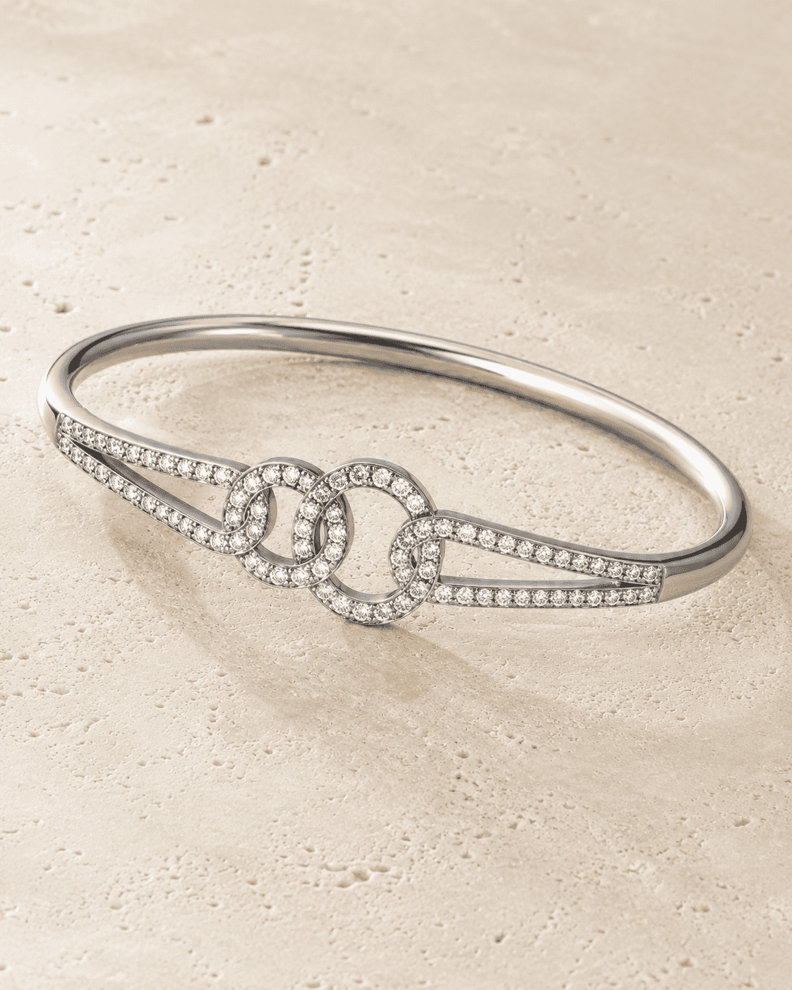 The Chain Reaction Pavé Bangle — Gold Plated Link Pavé Bangle by House of Zena, worn on model
