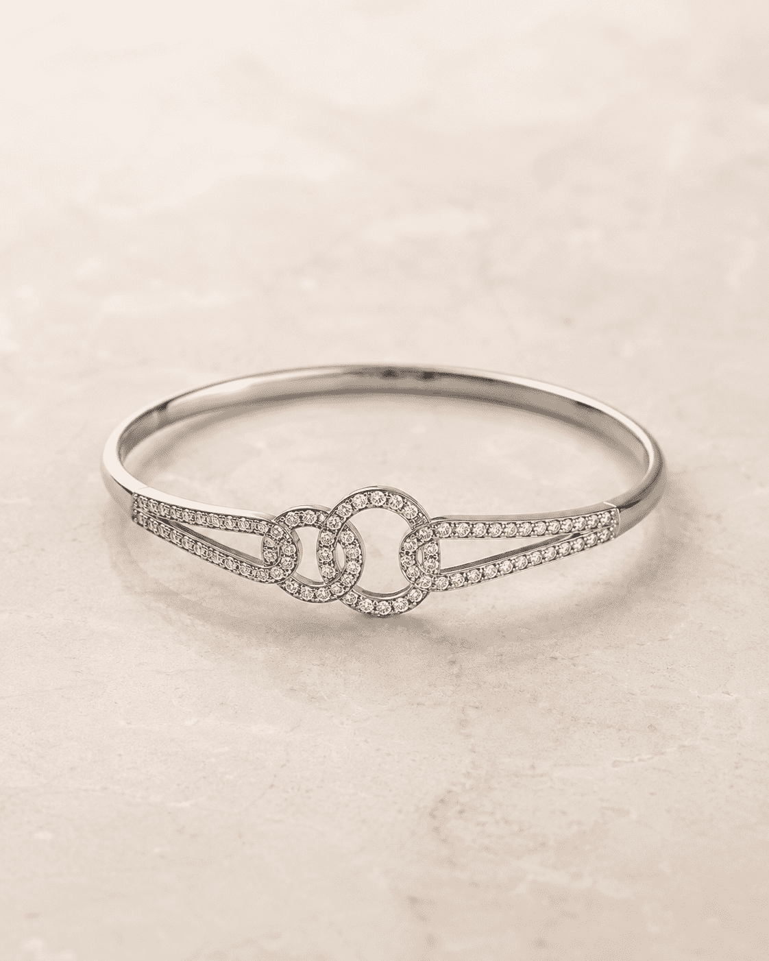 The Chain Reaction Pavé Bangle — Gold Plated Link Pavé Bangle by House of Zena, side angle