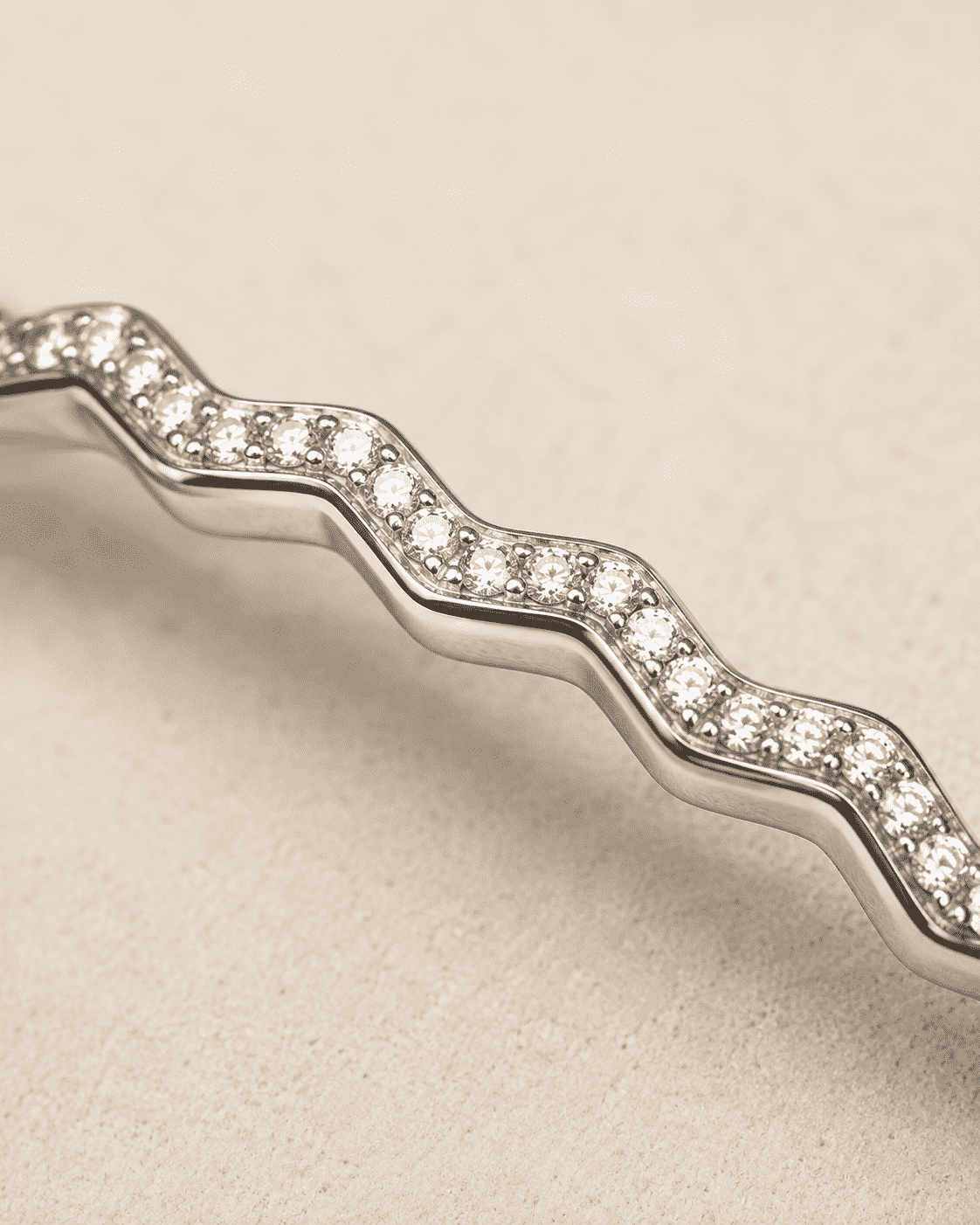 The High Tide Ripple Bangle — Gold Plated Linéa Wave Pavé Bangle by House of Zena, close-up detail