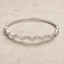The High Tide Ripple Bangle — Gold Plated Linéa Wave Pavé Bangle by House of Zena, worn on model