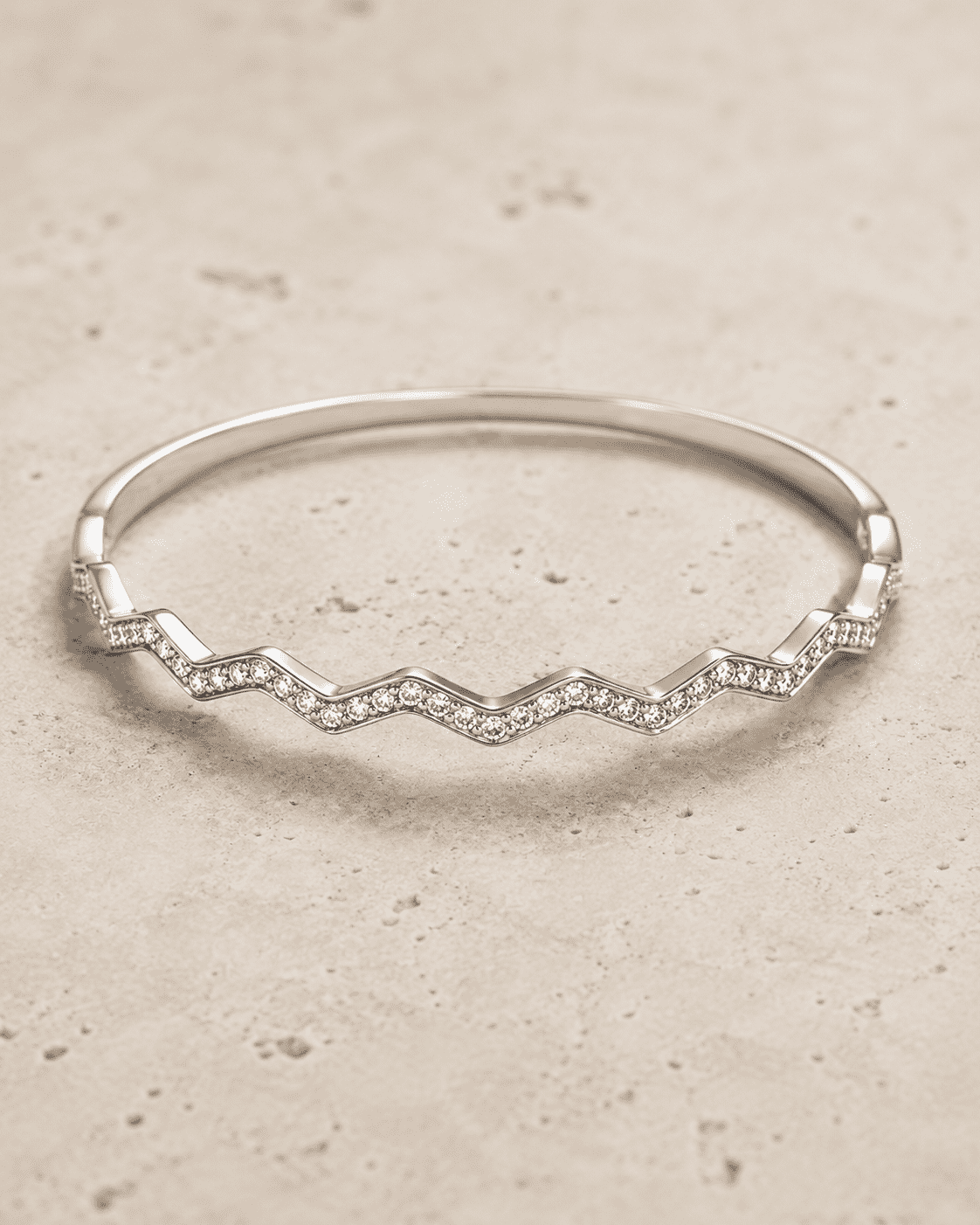 The High Tide Ripple Bangle — Gold Plated Linéa Wave Pavé Bangle by House of Zena, worn on model