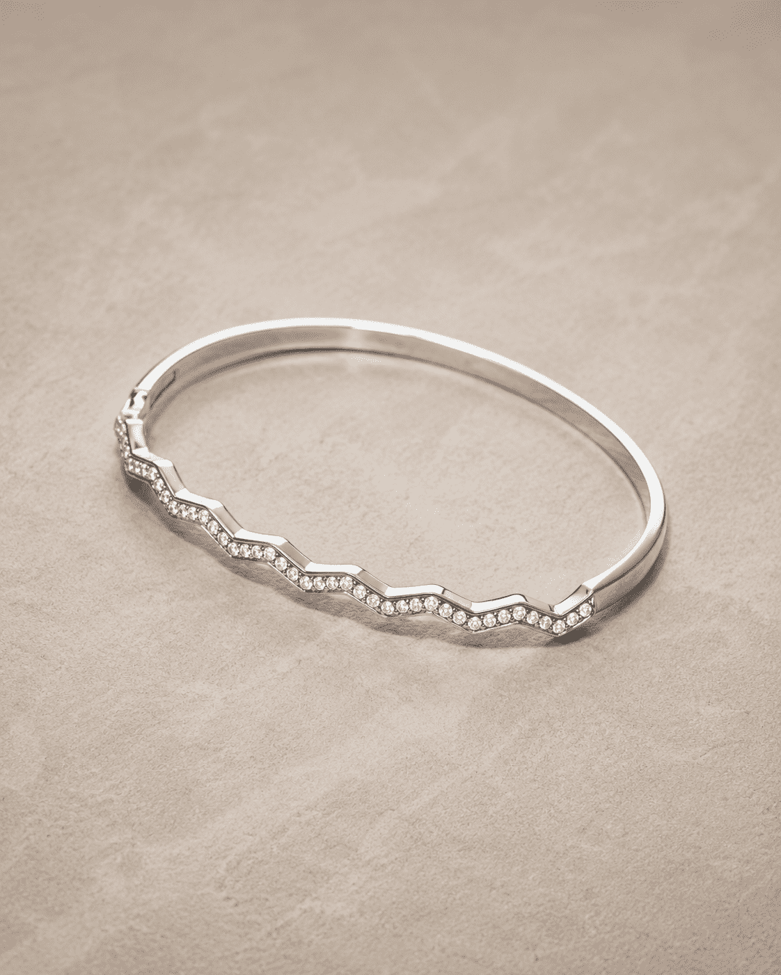 The High Tide Ripple Bangle — Gold Plated Linéa Wave Pavé Bangle by House of Zena, side angle