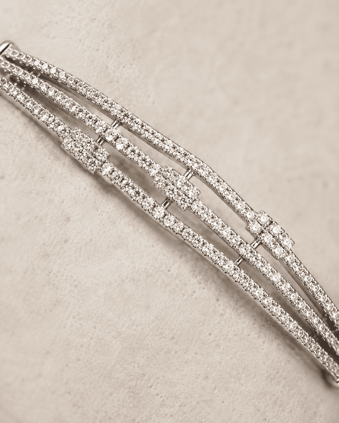 The Dual Lineage Pavé Cuff — Gold Plated Parallel Pavé Bangle by House of Zena, close-up detail