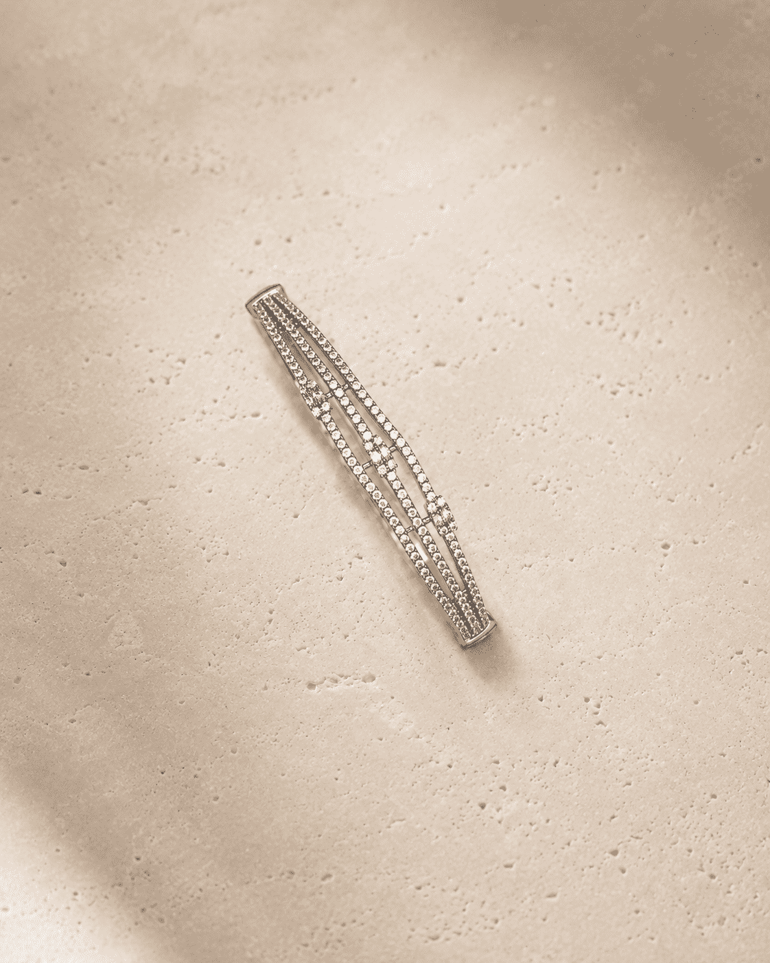 The Dual Lineage Pavé Cuff — Gold Plated Parallel Pavé Bangle by House of Zena, side angle
