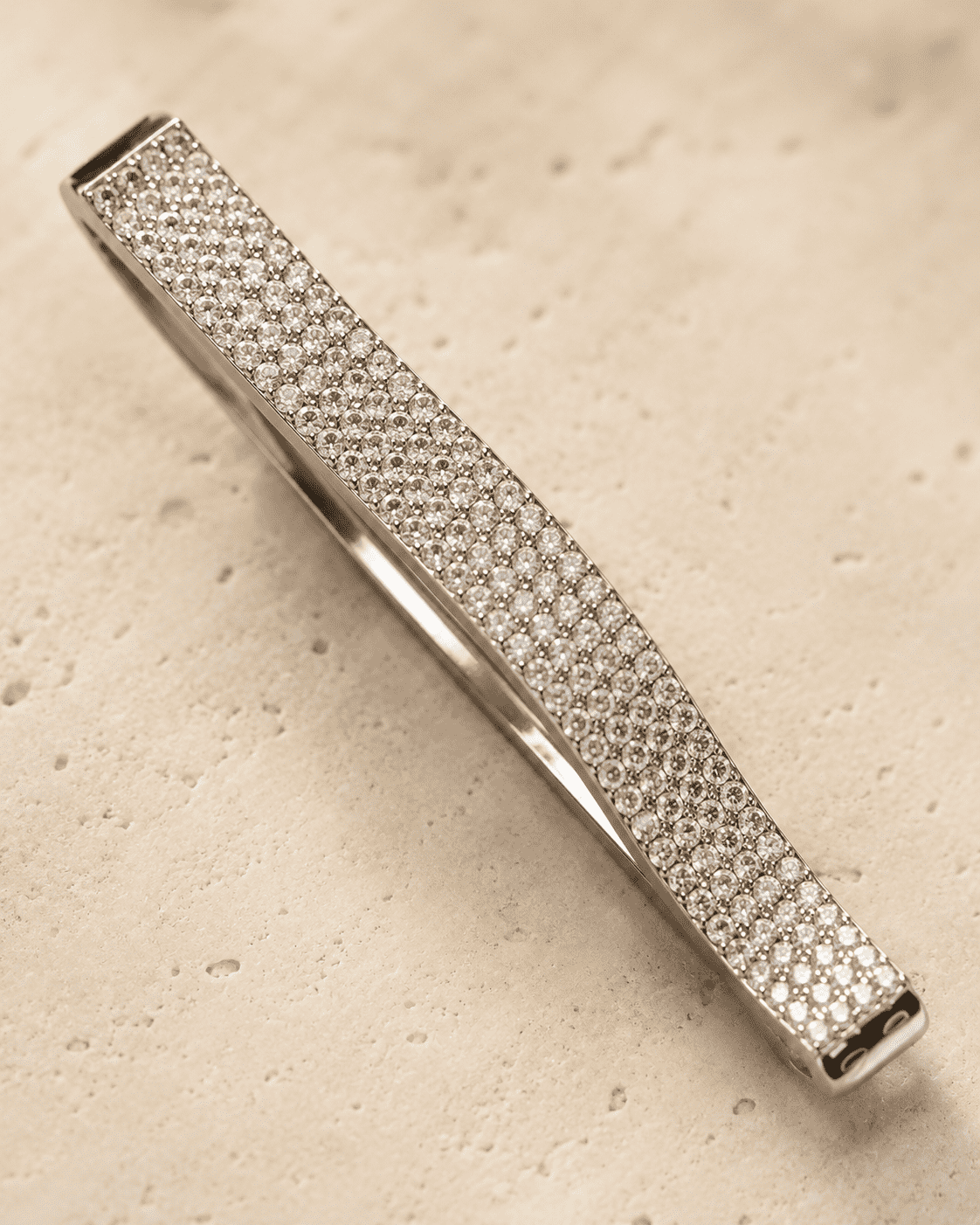 The Drama Queen Sculpted Bangle — Gold Plated Full Pavé Curve Bangle by House of Zena, side angle
