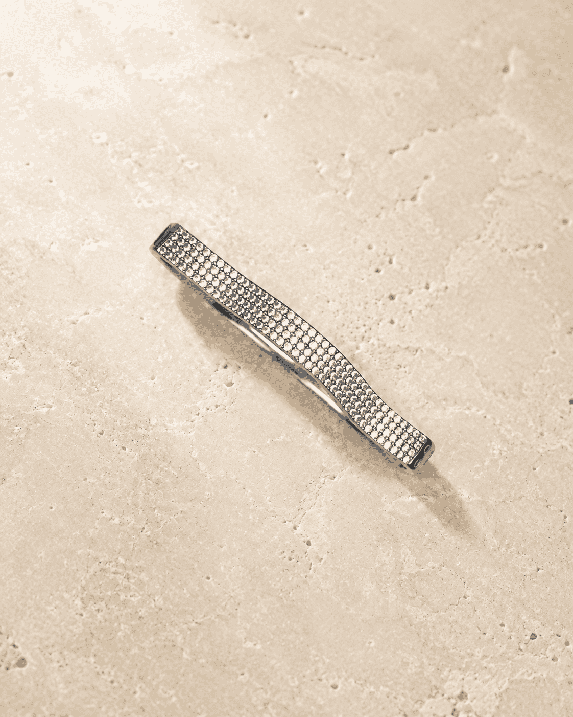 The Drama Queen Sculpted Bangle — Gold Plated Full Pavé Curve Bangle by House of Zena, worn on model