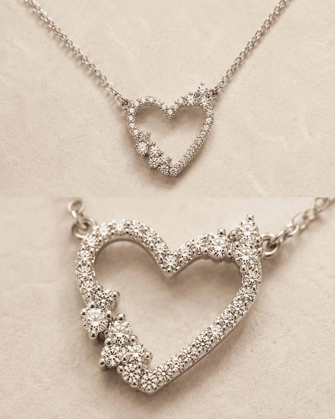 The "Wear Your Heart" Floating Pendant — Gold Plated Open Heart Necklace by House of Zena, close-up detail