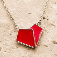 The Cherry Duo Solitaire Pendant — Silver-Tone Duo Pendant Necklace by House of Zena, close-up detail