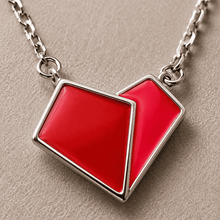 The Cherry Duo Solitaire Pendant — Silver-Tone Duo Pendant Necklace by House of Zena, styled on model