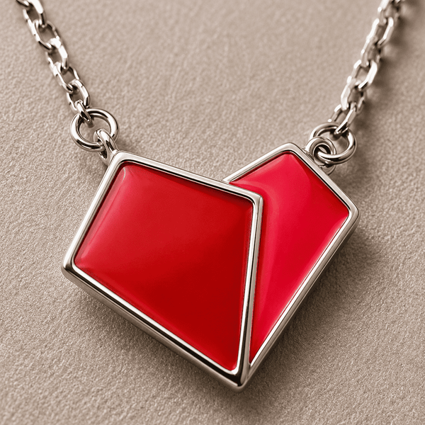The Cherry Duo Solitaire Pendant — Silver-Tone Duo Pendant Necklace by House of Zena, styled on model — Anti-Tarnish Waterproof Jewellery | House of Zena