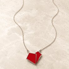 The Cherry Duo Solitaire Pendant — Silver-Tone Duo Pendant Necklace by House of Zena, worn on model