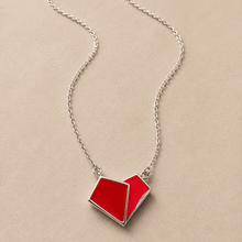 The Cherry Duo Solitaire Pendant — Silver-Tone Duo Pendant Necklace by House of Zena, side angle