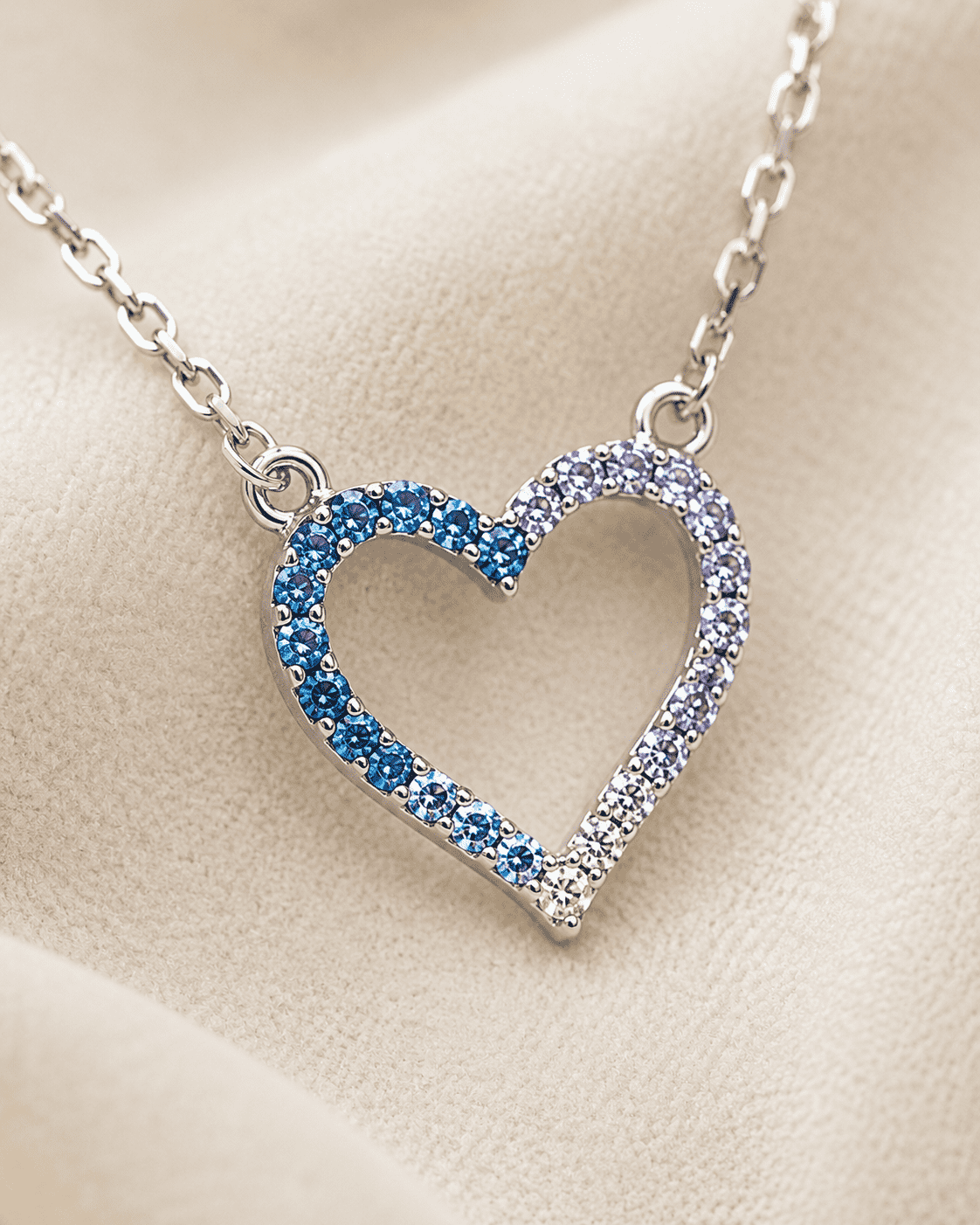 The Watermelon Sugar Heart Pendant — Gold Plated Gradient Heart Necklace by House of Zena, close-up detail