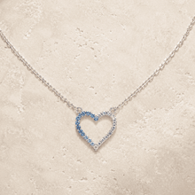 The Watermelon Sugar Heart Pendant — Gold Plated Gradient Heart Necklace by House of Zena, worn on model