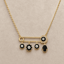 The "Bad Vibes Deflector" Medallion — Gold Plated Nazar Charm Necklace by House of Zena, side angle