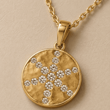 The Sunday Brunch Cross Medallion — Gold Plated Cross Medallion Necklace by House of Zena, styled on model