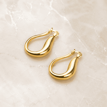 The Molten Mango Drops — Gold Plated Sculpt Hoop Earrings by House of Zena, side angle